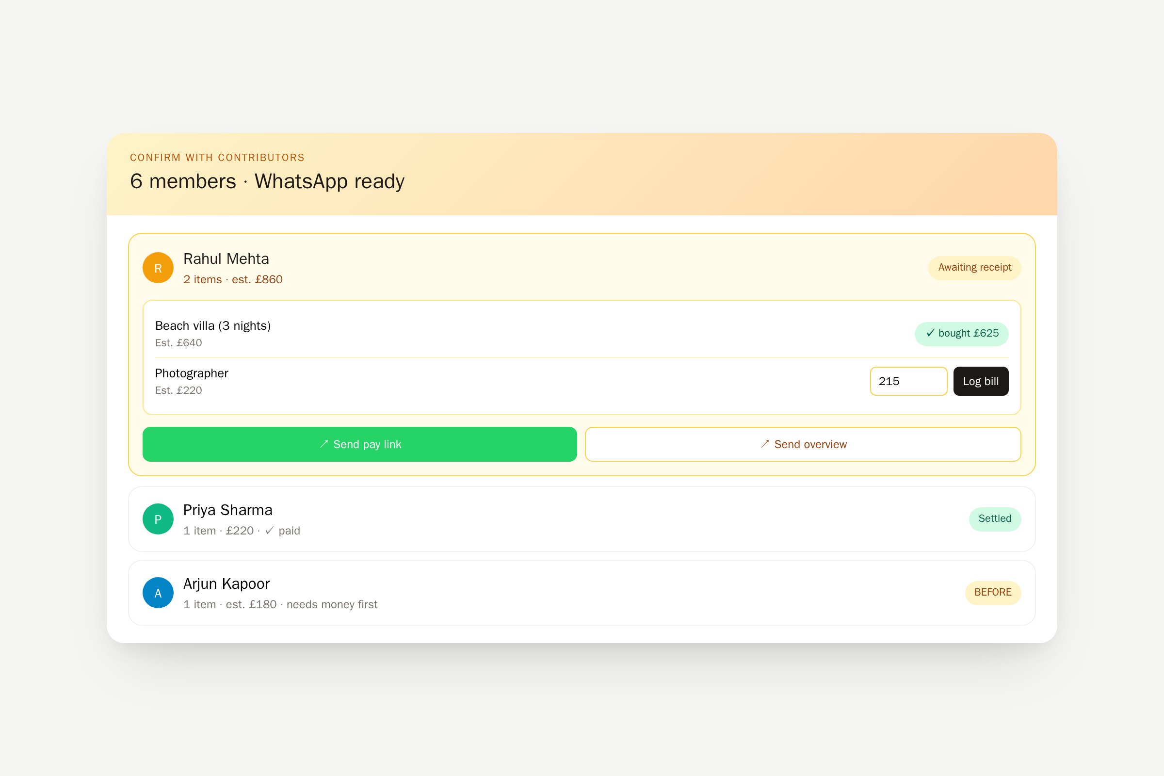Step 5 — Log bills as receipts come in
