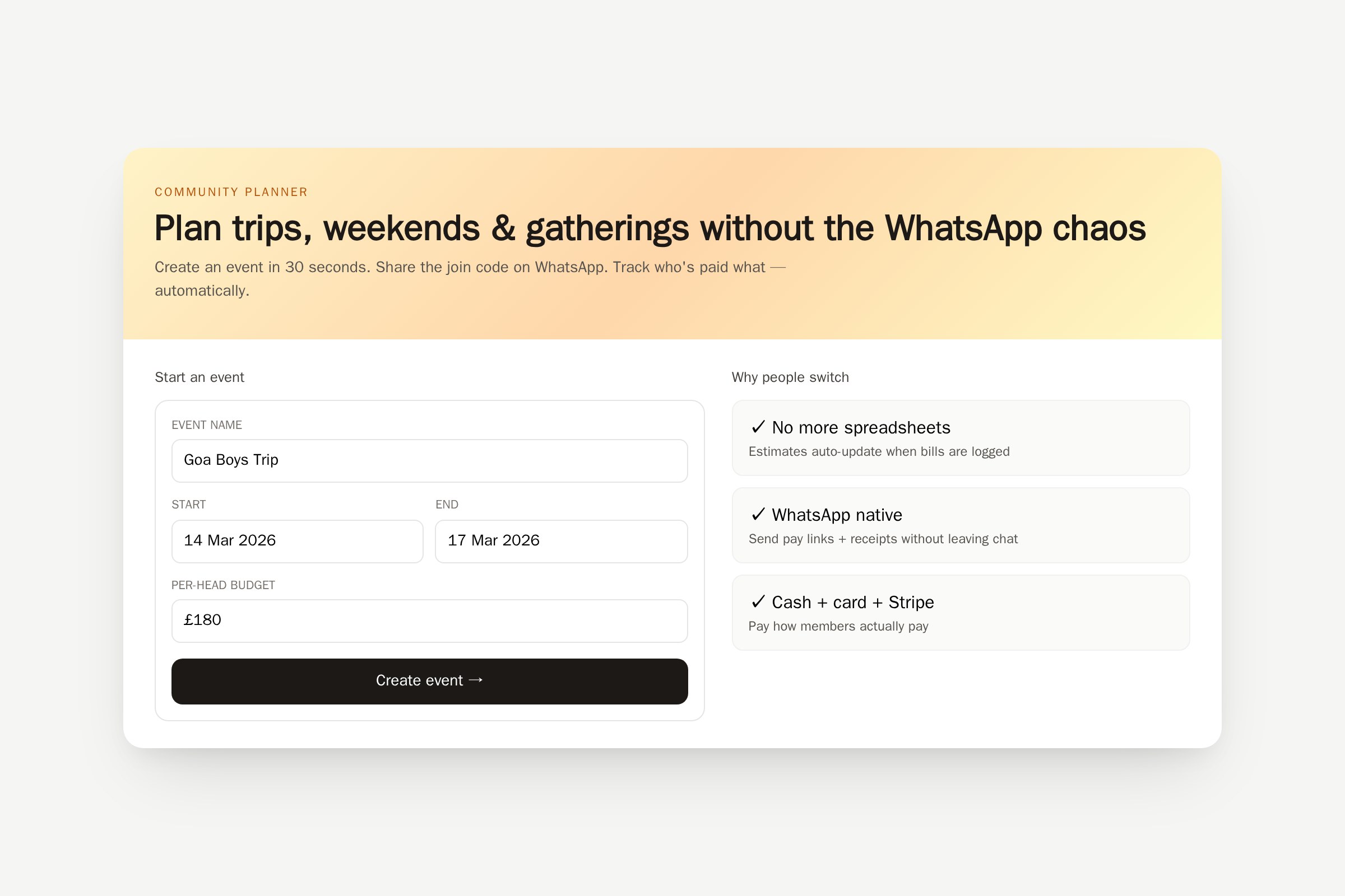 Step 1 — Create your event