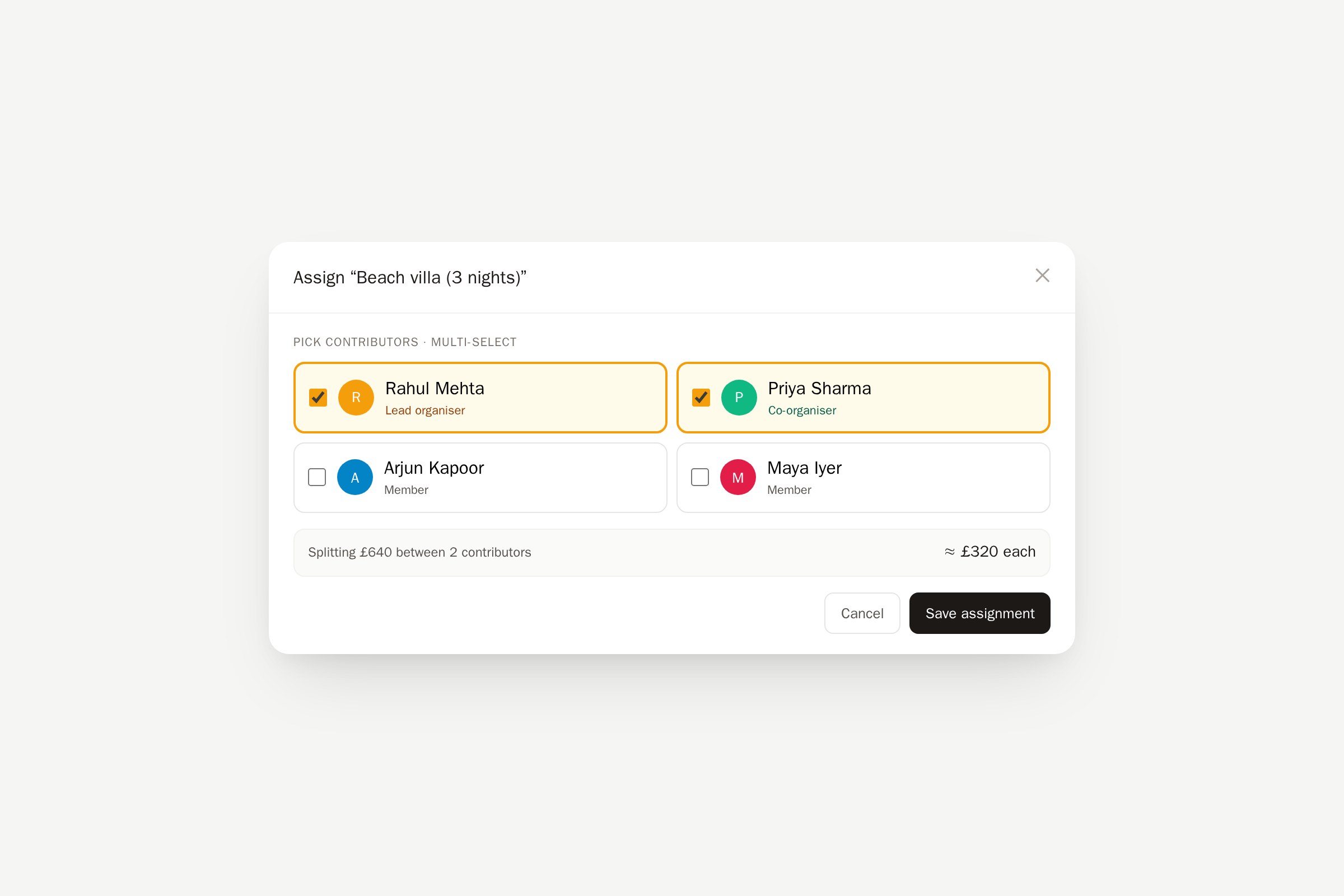 Step 3 — Plan items & assign people