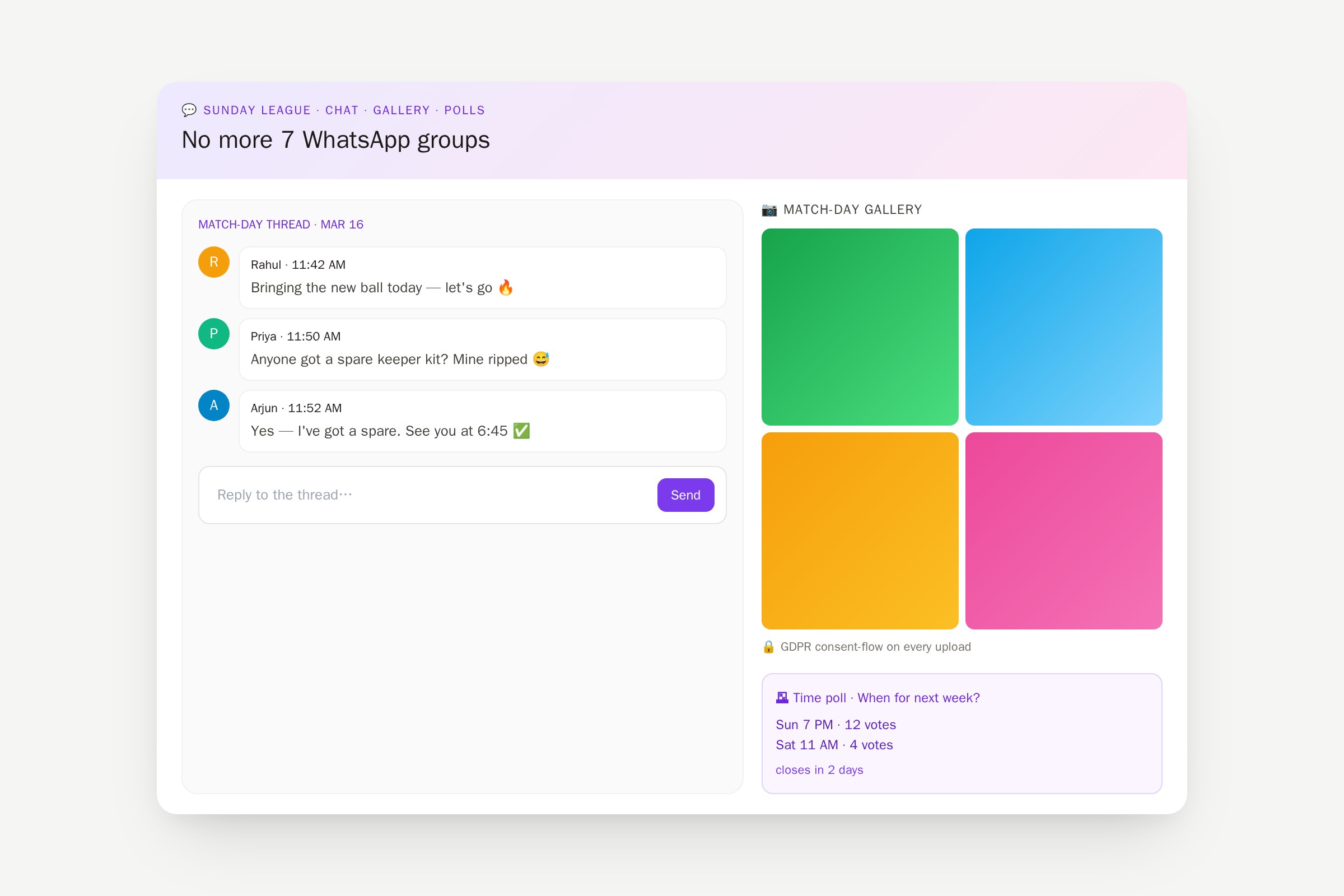 Step 5 — Chat, polls & gallery — all in one place